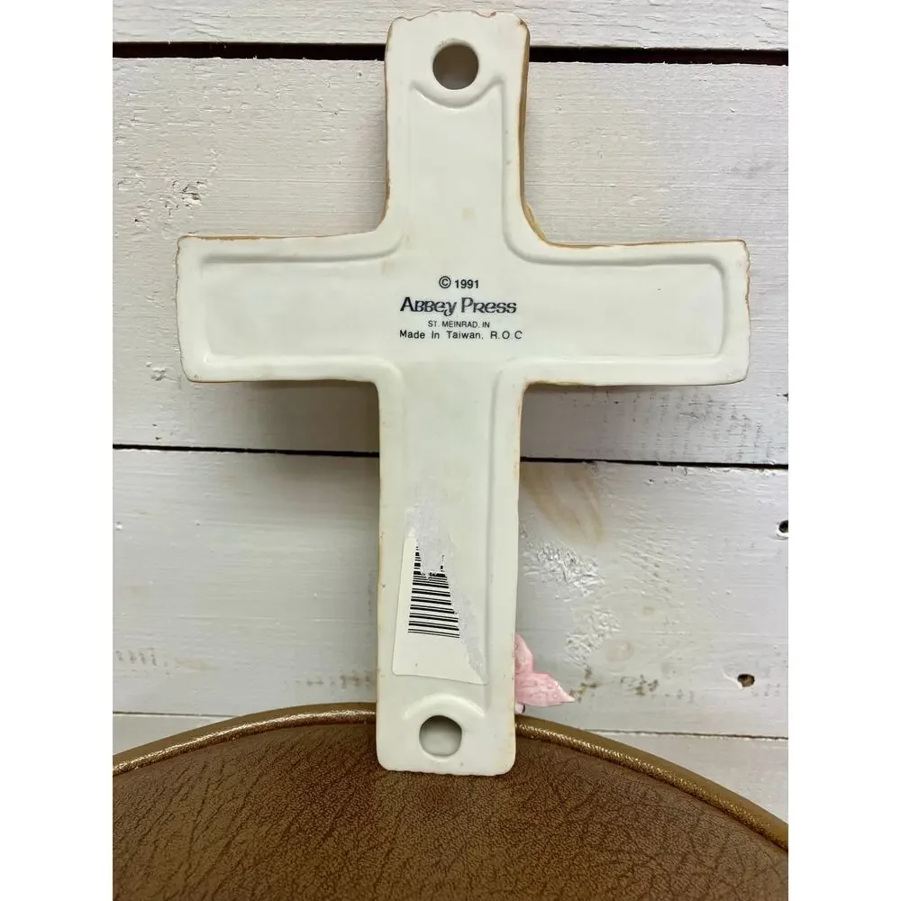 Abbey Press VTG Floral Cross Candle Holder.